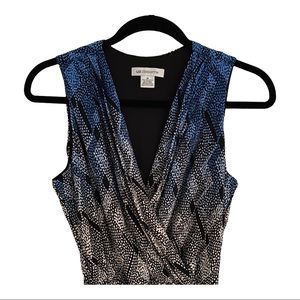 Liz Claiborne Blue and White Belted Maxi Dress M